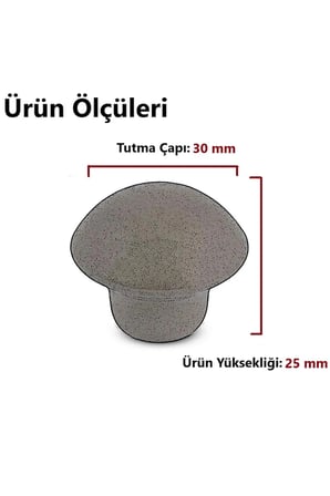 Mobilya Mutfa Çekmece Dolap Dolabı Kapak Kulbu Kulpu Kulplar Gri Mantar Düğme Sert Plastik 10 Adet.