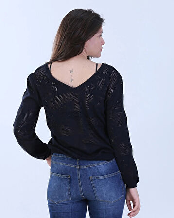 Çift V Yakalı Modern Kesim Merserize Kazak