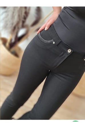 Yüksek Bel Esnek Kumaş Slim Fit Pantolon - Siyah