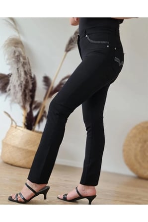 Yüksek Bel Esnek Kumaş Slim Fit Pantolon - Siyah