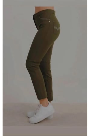 Yüksek Bel Esnek Kumaş Slim Fit Pantolon - Yeşil