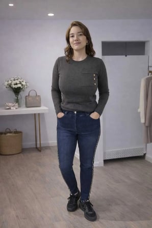 Şerit Detaylı Paça Tasarımlı Skinny Jean Pantolon