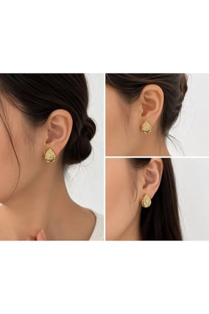 XP Gold Taş Detaylı Vintage Damla Küpe