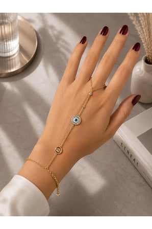 Nazar Boncuklu Şahmeran Çelik Bileklik – Gold