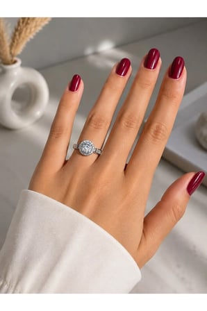 Yuvarlak Tektaş Görünümlü Zirkon Çelik Yüzük – Silver