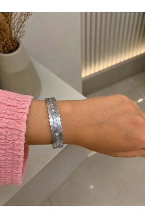 Silver Taş Detaylı Geometrik Bileklik