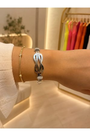 Zirkon Taş Detaylı Silver Sonsuzluk Bileklik