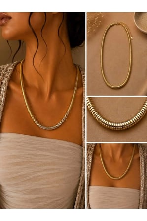 Gold Yuvarlak Form Zincir Kolye