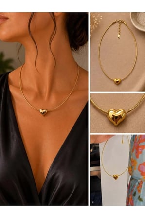 Gold Kalp Detaylı Minimal Kolye