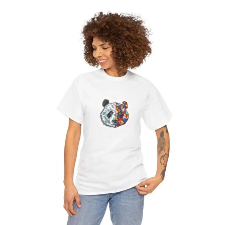 CANSUYILMAZ Unisex Bisiklet Yaka Baskılı T-Shirt - Beyaz