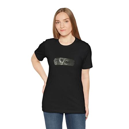 CANSUYILMAZ Unisex Bisiklet Yaka Baskılı T-Shirt - Siyah