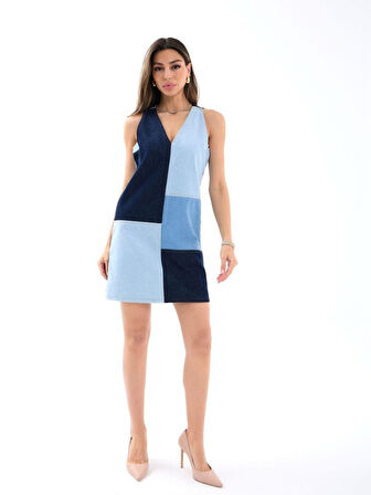 7385 KOT ELBİSE-MAVİ
