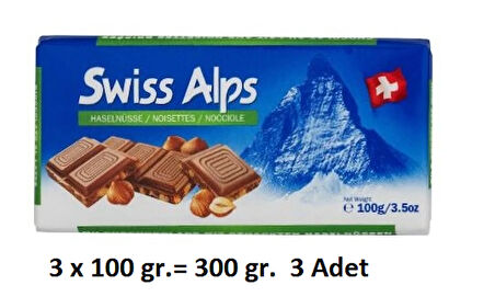 Swiss Alps Fındıklı Sütlü İsveç Çikolata 3 x 100 G