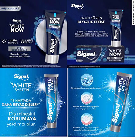 Signal White System 75 ml + White Now Lekesiz 50 ml Diş Macunu Seti