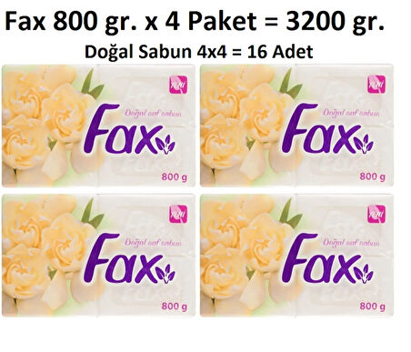 Fax Banyo Sabunu 800 gr. x 4 Paket 16 Adet Fax Kalıp Sabun