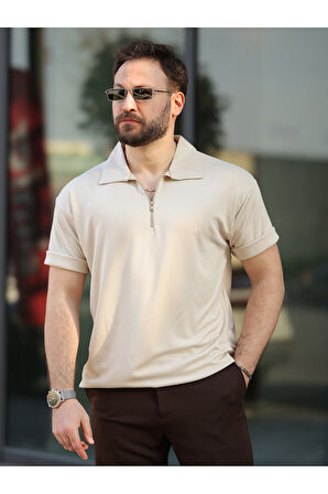 Oversize Bol Kalıp Fermuarlı Polo Yaka Tshirt