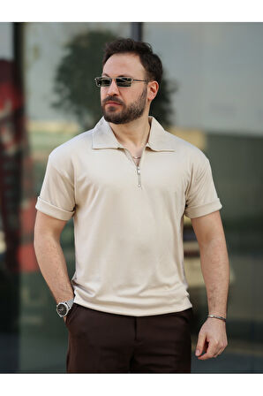 Oversize Bol Kalıp Fermuarlı Polo Yaka Tshirt