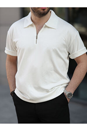 Oversize Bol Kalıp Fermuarlı Polo Yaka Tshirt