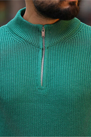 Kalın Örgü Fermuarlı Kazak