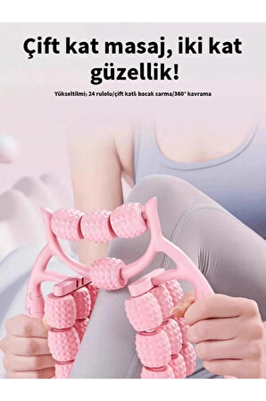 24 Tekerlekli Bacak Incelten Sıkılaştıran Masaj Aleti (PEMBE)