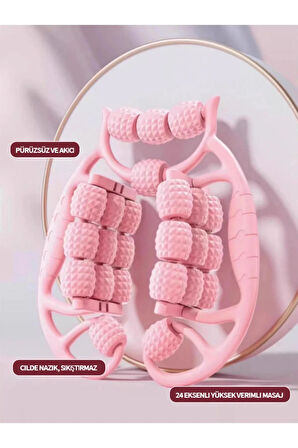 24 Tekerlekli Bacak Incelten Sıkılaştıran Masaj Aleti (PEMBE)