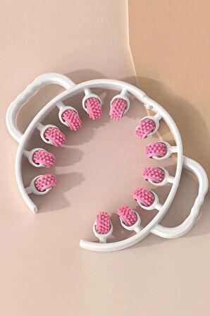 12 Tekerlekli Bacak İncelten, Sıkılaştıran Masaj Aleti (PEMBE RENKLI)