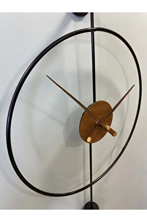 Siyah-ceviz Masippi-orta Boy(37X80CM) Modern Dekoratif Metal Duvar Saati