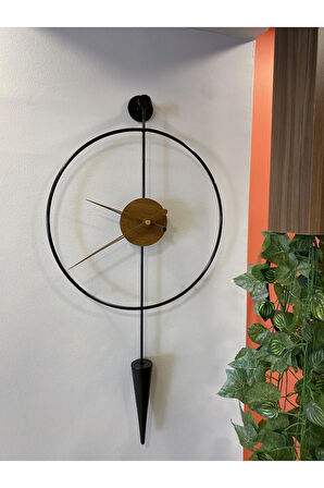 Siyah-ceviz Masippi-orta Boy(37X80CM) Modern Dekoratif Metal Duvar Saati
