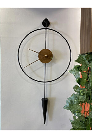 Siyah-ceviz Masippi-orta Boy(37X80CM) Modern Dekoratif Metal Duvar Saati