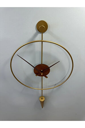 Gold -ceviz Masippi-orta Boy (37X80CM) Modern Dekoratif Metal Duvar Saati