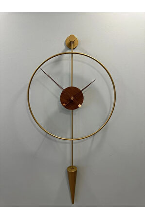Gold -ceviz Masippi-orta Boy (37X80CM) Modern Dekoratif Metal Duvar Saati