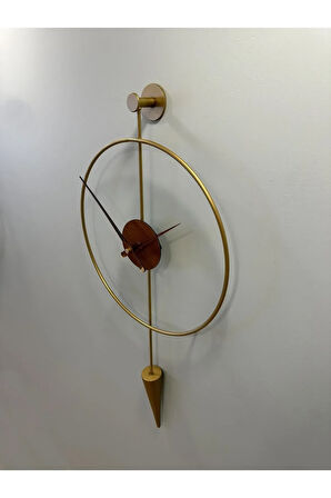 Gold -ceviz Masippi-orta Boy (37X80CM) Modern Dekoratif Metal Duvar Saati