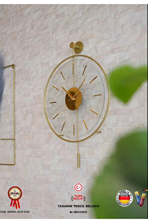 Premium Massive Gold Orta Boy (37X55CM)-modern Dekoratif Metal Duvar Saati