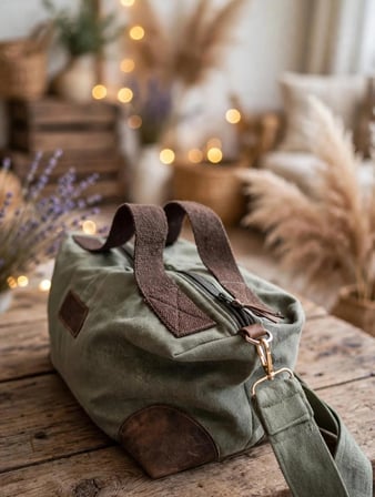 Haki crossbody çanta+cüzdan seti
