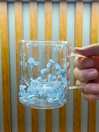 2 Adet Çift Cidarlı Çiçekli Kupa – Isıya Dayanıklı Cam Çay & Kahve Kupası Şık Tasarım 300 ml