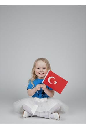 Kız Çocuk 23 Nisan 29 Ekim Gösteri Kıyafeti Kostüm Kısa Kol Atatürk T-shirt Beyaz Tütü Etek Takım