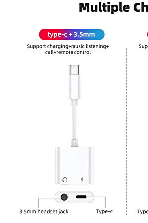 Maxup Xiaomi Mi 13ULTRA-MI 11 Ultra Type C Girişli Uyumlu Aux Kulaklık ve Şarj Çevirici Dönüştürücü Kablo
