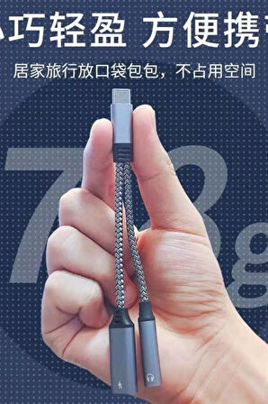 Maxup iphone 15 Pro -15PROMAX - 16 Pro- 16PROMAX Type-C Kulaklık Çevirici Şarj Dönüştürücü Örgü Kablo
