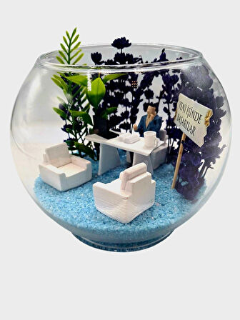 Teraryum Akvaryum Cam Fanus Yeni İşinde Başarılar Tebrikler Arkadaşa Sevgiliye Hediye 