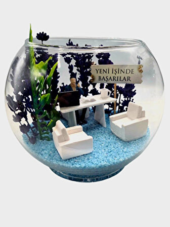 Teraryum Akvaryum Cam Fanus Yeni İşinde Başarılar Tebrikler Arkadaşa Sevgiliye Hediye 