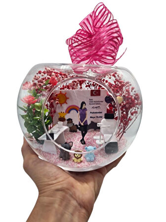 Kişiselleşebilir Çocuk Diş Hekimi Pedodontist Teraryum 3D Arkadaşa Sevgiliye Konsept Hediyelik Lüx