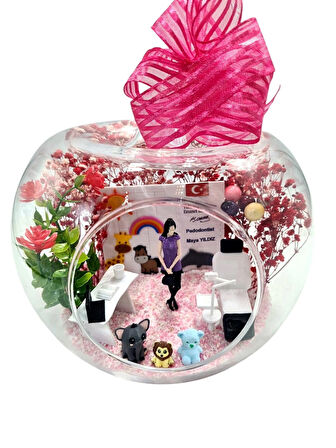 Kişiselleşebilir Çocuk Diş Hekimi Pedodontist Teraryum 3D Arkadaşa Sevgiliye Konsept Hediyelik Lüx