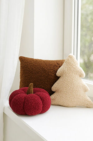 TEDDY DEKORATİF ÇAM AĞACI VE BALKABAĞI YASTIK VE İÇ DOLGULU KIRLENT