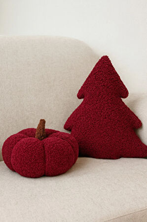 TEDDY DEKORATİF ÇAM AĞACI VE BALKABAĞI YASTIK VE İÇ DOLGULU KIRLENT