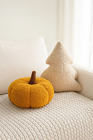 TEDDY DEKORATİF BALKABAĞI YASTIK VE ÇAM AĞACI YASTIK