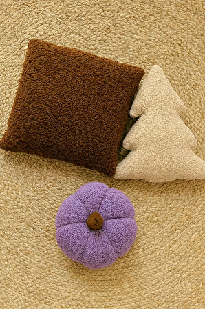 TEDDY DEKORATİF BALKABAĞI VE ÇAM AĞACI YASTIK VE İÇ DOLGULU KIRLENT