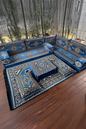 Şark Köşesi Yer Minderi Takımı Otantik Rahat Oturma Minderi Salon Balkon İçin