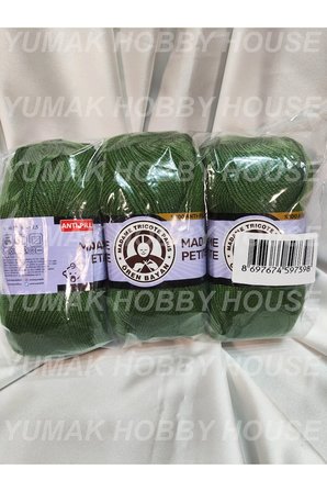 MADAME PETİTE AntiPilling Yosun Yeşili El Örgü İpi (3 Adet) (Amigurumi İpi) - Renk: 133