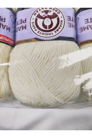 MADAME PETİTE AntiPilling Kirli Beyaz El Örgü İpi (3 Adet) (Amigurumi İpi) - Renk: 005