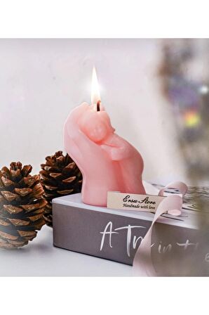 Dekoratif Pembe Kokulu Şans Melek Anne Ve Çocuk Mumu